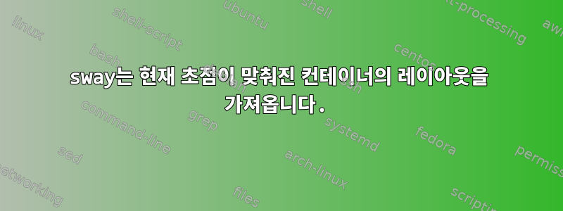 sway는 현재 초점이 맞춰진 컨테이너의 레이아웃을 가져옵니다.