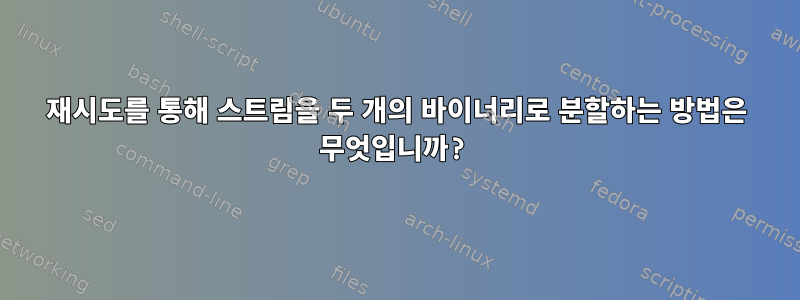 재시도를 통해 스트림을 두 개의 바이너리로 분할하는 방법은 무엇입니까?