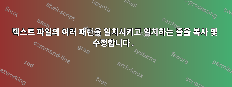 텍스트 파일의 여러 패턴을 일치시키고 일치하는 줄을 복사 및 수정합니다.