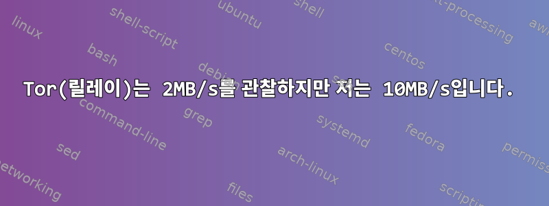 Tor(릴레이)는 2MB/s를 관찰하지만 저는 10MB/s입니다.