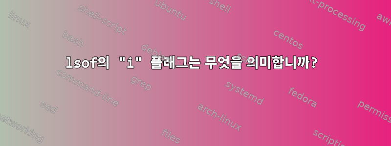 lsof의 "i" 플래그는 무엇을 의미합니까?