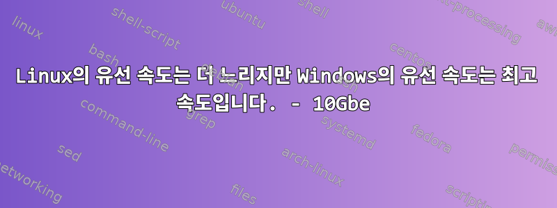 Linux의 유선 속도는 더 느리지만 Windows의 유선 속도는 최고 속도입니다. - 10Gbe