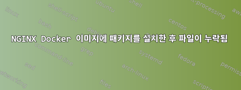 NGINX Docker 이미지에 패키지를 설치한 후 파일이 누락됨