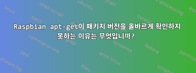 Raspbian apt-get이 패키지 버전을 올바르게 확인하지 못하는 이유는 무엇입니까?