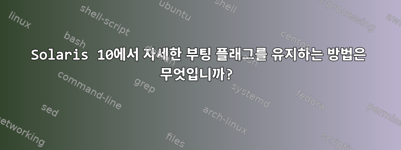 Solaris 10에서 자세한 부팅 플래그를 유지하는 방법은 무엇입니까?