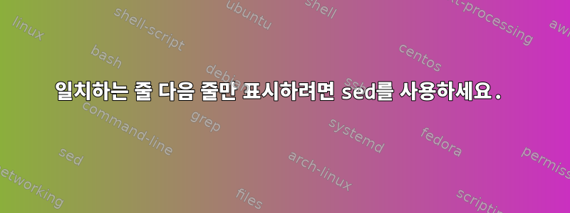 일치하는 줄 다음 줄만 표시하려면 sed를 사용하세요.