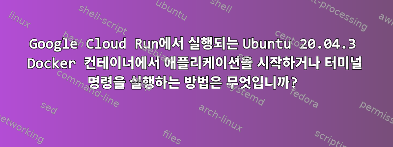 Google Cloud Run에서 실행되는 Ubuntu 20.04.3 Docker 컨테이너에서 애플리케이션을 시작하거나 터미널 명령을 실행하는 방법은 무엇입니까?