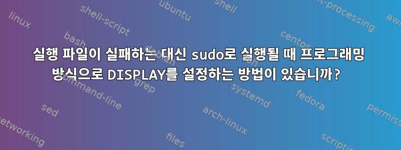 실행 파일이 실패하는 대신 sudo로 실행될 때 프로그래밍 방식으로 DISPLAY를 설정하는 방법이 있습니까?