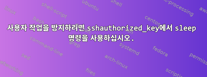 사용자 작업을 방지하려면 sshauthorized_key에서 sleep 명령을 사용하십시오.