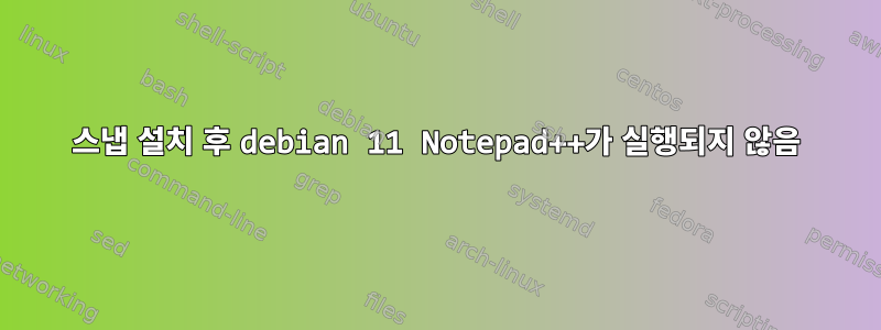 스냅 설치 후 debian 11 Notepad++가 실행되지 않음