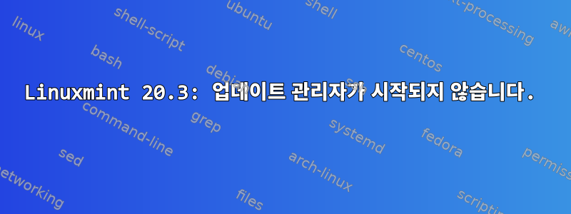 Linuxmint 20.3: 업데이트 관리자가 시작되지 않습니다.