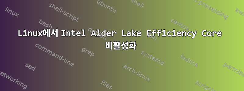 Linux에서 Intel Alder Lake Efficiency Core 비활성화