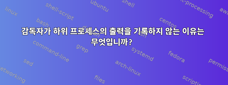 감독자가 하위 프로세스의 출력을 기록하지 않는 이유는 무엇입니까?