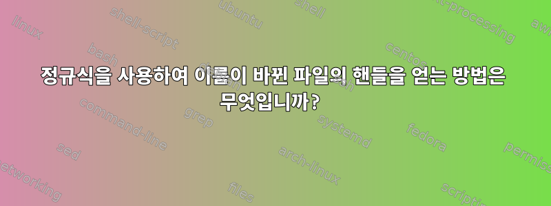 정규식을 사용하여 이름이 바뀐 파일의 핸들을 얻는 방법은 무엇입니까?