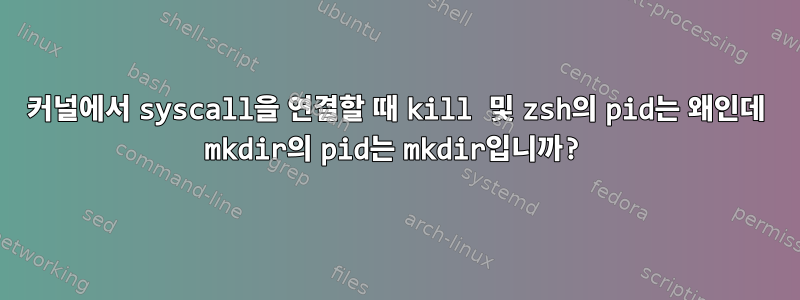 커널에서 syscall을 연결할 때 kill 및 zsh의 pid는 왜인데 mkdir의 pid는 mkdir입니까?