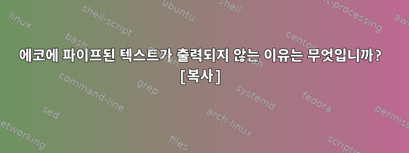 에코에 파이프된 텍스트가 출력되지 않는 이유는 무엇입니까? [복사]