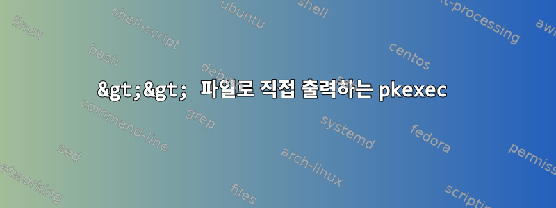 &gt;&gt; 파일로 직접 출력하는 pkexec