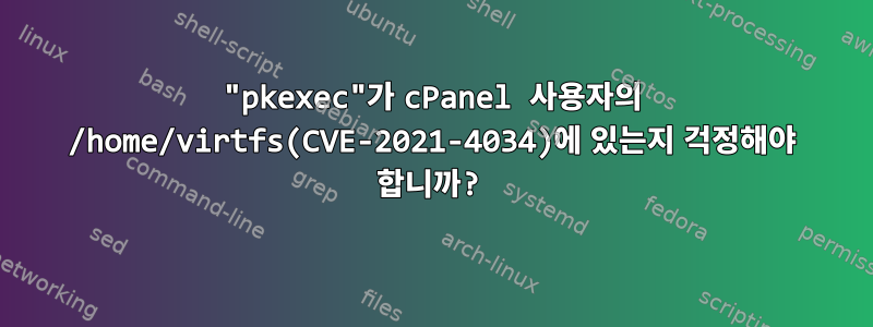 "pkexec"가 cPanel 사용자의 /home/virtfs(CVE-2021-4034)에 있는지 걱정해야 합니까?