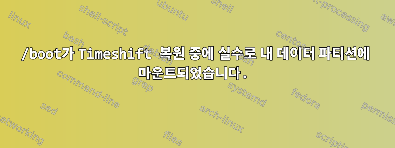 /boot가 Timeshift 복원 중에 실수로 내 데이터 파티션에 마운트되었습니다.