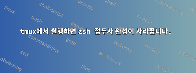 tmux에서 실행하면 zsh 접두사 완성이 사라집니다.