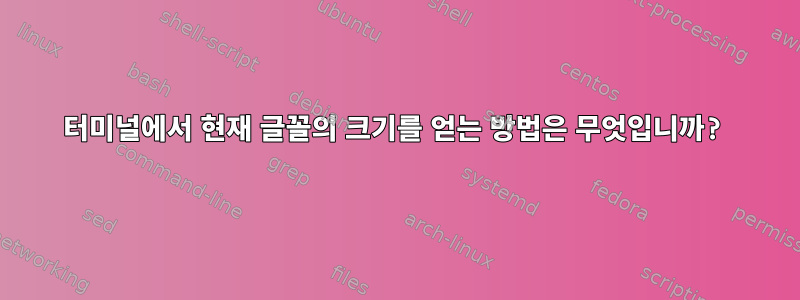 터미널에서 현재 글꼴의 크기를 얻는 방법은 무엇입니까?