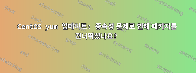 CentOS yum 업데이트: 종속성 문제로 인해 패키지를 건너뛰셨나요?