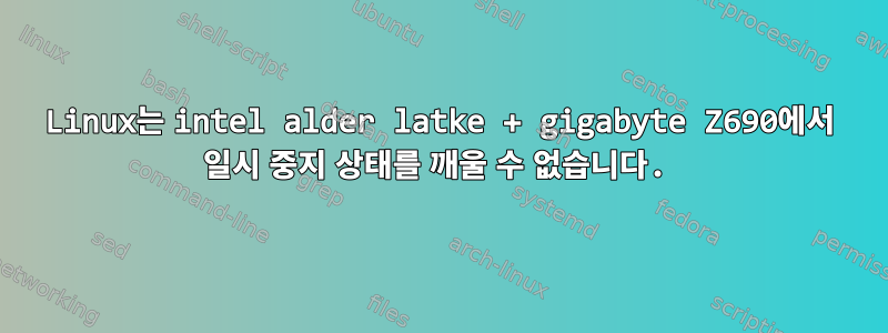 Linux는 intel alder latke + gigabyte Z690에서 일시 중지 상태를 깨울 수 없습니다.