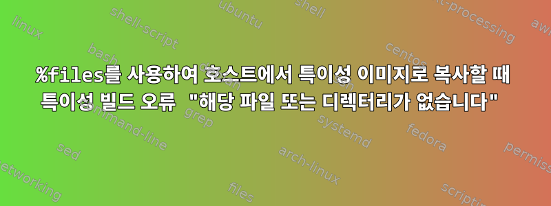 %files를 사용하여 호스트에서 특이성 이미지로 복사할 때 특이성 빌드 오류 "해당 파일 또는 디렉터리가 없습니다"