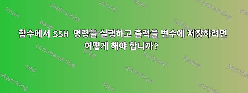 함수에서 SSH 명령을 실행하고 출력을 변수에 저장하려면 어떻게 해야 합니까?