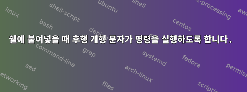 쉘에 붙여넣을 때 후행 개행 문자가 명령을 실행하도록 합니다.