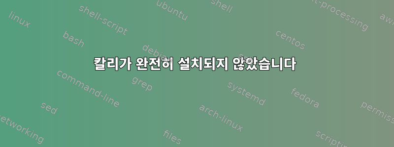 칼리가 완전히 설치되지 않았습니다