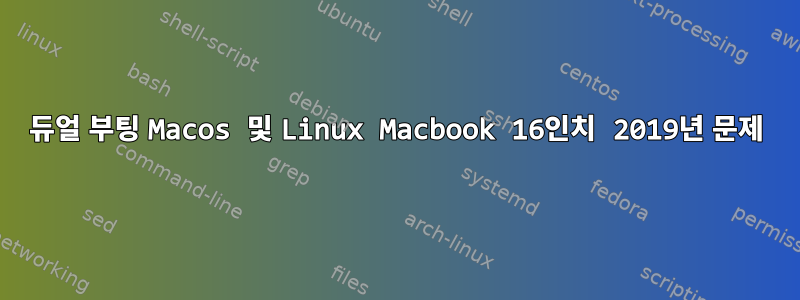 듀얼 부팅 Macos 및 Linux Macbook 16인치 2019년 문제