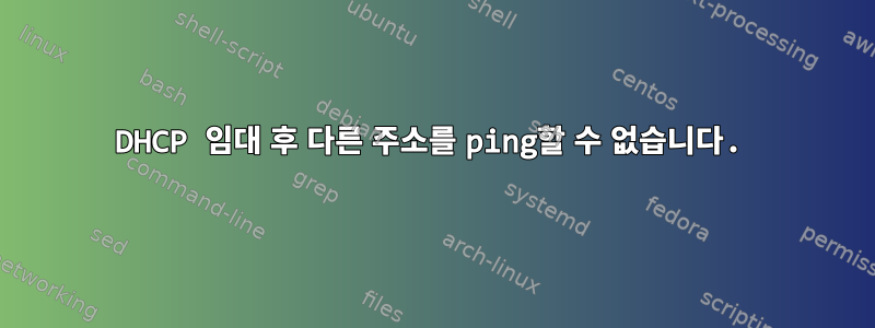 DHCP 임대 후 다른 주소를 ping할 수 없습니다.