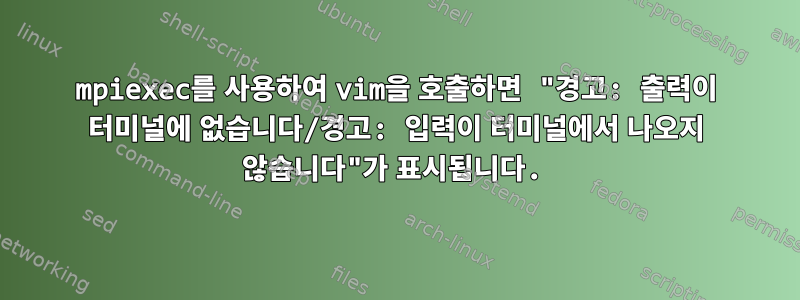 mpiexec를 사용하여 vim을 호출하면 "경고: 출력이 터미널에 없습니다/경고: 입력이 터미널에서 나오지 않습니다"가 표시됩니다.