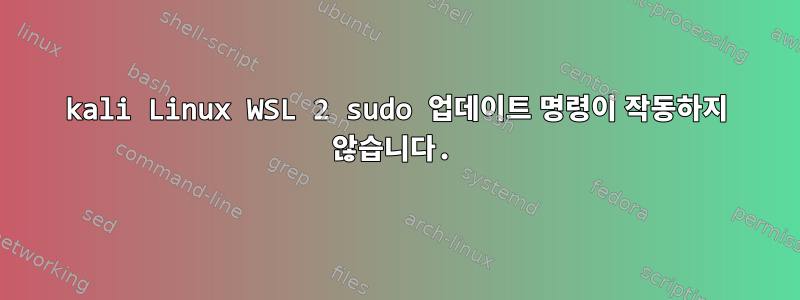 kali Linux WSL 2 sudo 업데이트 명령이 작동하지 않습니다.