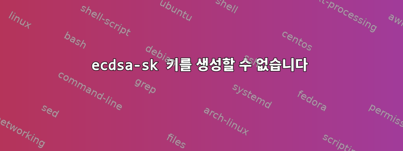 ecdsa-sk 키를 생성할 수 없습니다