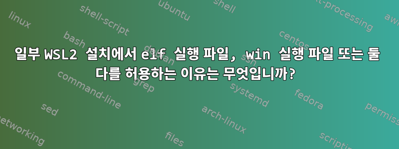 일부 WSL2 설치에서 elf 실행 파일, win 실행 파일 또는 둘 다를 허용하는 이유는 무엇입니까?