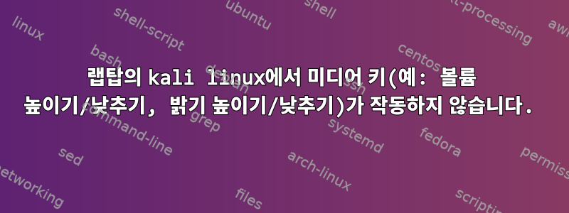 랩탑의 kali linux에서 미디어 키(예: 볼륨 높이기/낮추기, 밝기 높이기/낮추기)가 작동하지 않습니다.