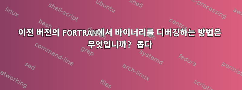 이전 버전의 FORTRAN에서 바이너리를 디버깅하는 방법은 무엇입니까? 돕다