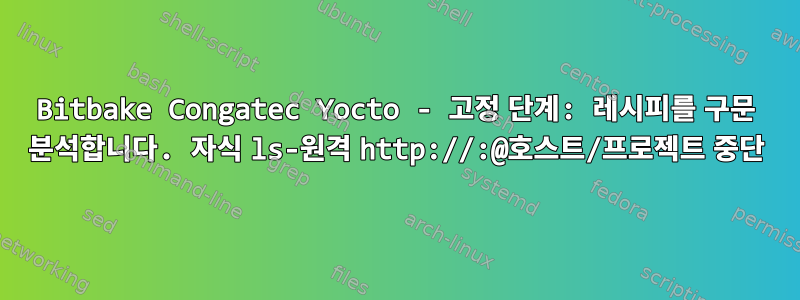 Bitbake Congatec Yocto - 고정 단계: 레시피를 구문 분석합니다. 자식 ls-원격 http://:@호스트/프로젝트 중단