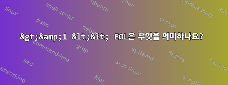 2&gt;&amp;1 &lt;&lt; EOL은 무엇을 의미하나요?