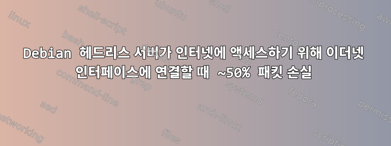 Debian 헤드리스 서버가 인터넷에 액세스하기 위해 이더넷 인터페이스에 연결할 때 ~50% 패킷 손실