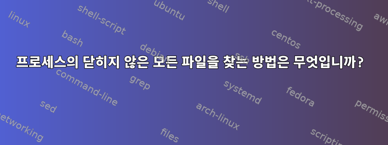 프로세스의 닫히지 않은 모든 파일을 찾는 방법은 무엇입니까?