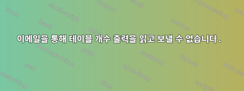 이메일을 통해 테이블 ​​개수 출력을 읽고 보낼 수 없습니다.