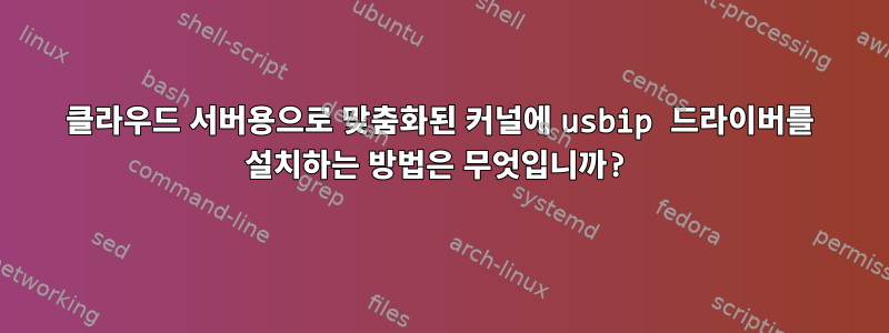 클라우드 서버용으로 맞춤화된 커널에 usbip 드라이버를 설치하는 방법은 무엇입니까?