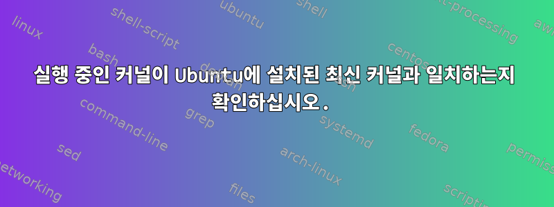 실행 중인 커널이 Ubuntu에 설치된 최신 커널과 일치하는지 확인하십시오.