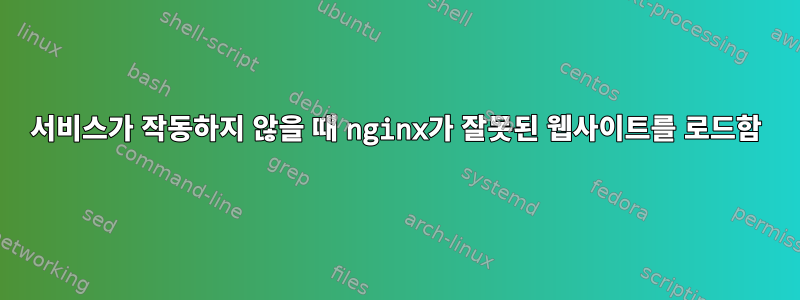 서비스가 작동하지 않을 때 nginx가 잘못된 웹사이트를 로드함