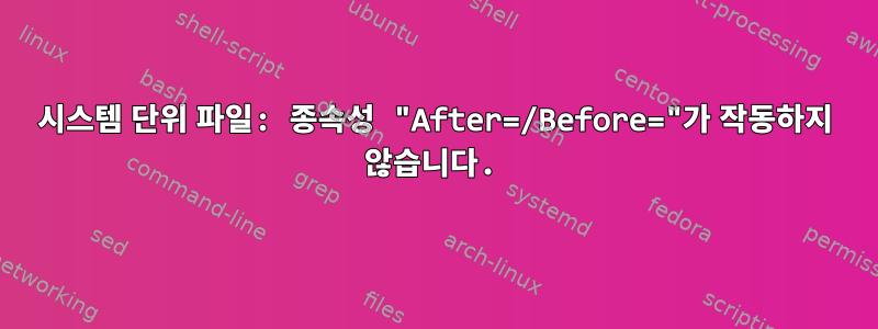 시스템 단위 파일: 종속성 "After=/Before="가 작동하지 않습니다.