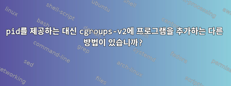 pid를 제공하는 대신 cgroups-v2에 프로그램을 추가하는 다른 방법이 있습니까?