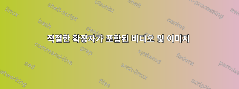 적절한 확장자가 포함된 비디오 및 이미지